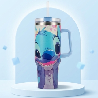 Thermos Stitch 1200 ml avec Paille et Poignée – Gourde Isotherme Chaud et Froid 24H