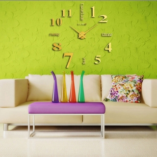 DIY CLOCK Montre murale doré 3D 60 cm