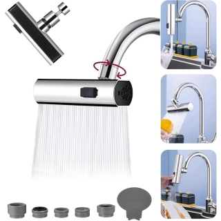 Robinet De Cuisine Cascade 360 Degrés Multifonctionnelle 3 en 1