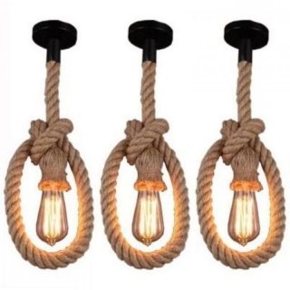 Pack De 3 Suspensions Corde En Chanvre Vintage Luminaire De Plafond 1 M Douille E27