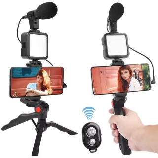 Kit De Vlogging Téléphonique Trépied Micro Projecteur