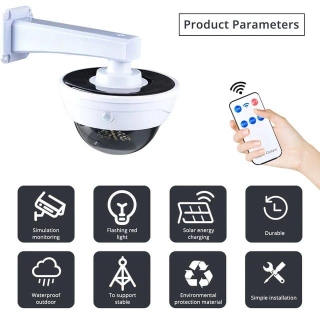 Lampe Solaire Antivol 12V Avec Caméra à Autorisation Simulée & Détecteur de Mouvement Avec Télécommande