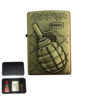 Coffret Briquet De Luxe Métallique 3D Avec Filtre à Cigarette à Tabac Réutilisable Et Recharge De Liquide - BM-02