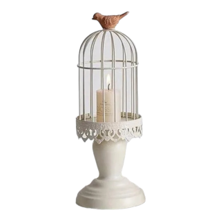 Bougeoir en Métal forme cage à oiseaux