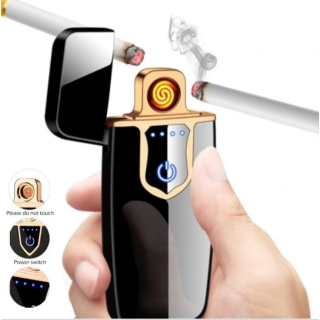 Briquet Électrique De Chargement USB - Métal - Ultra Fine - Écran tactile - indicateur LED - Noir