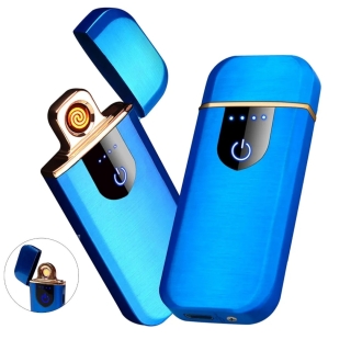 Briquet Électrique De Chargement USB - Métal - Ultra Fine - Écran tactile - indicateur LED - Bleu