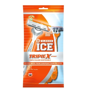 Pack 5 Rasoirs Jetables à 3 Lames Clasico Ice Triplex Sport