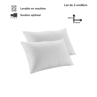 Lot de 2 Oreillers Orthopédiques Lavable 70x50cm