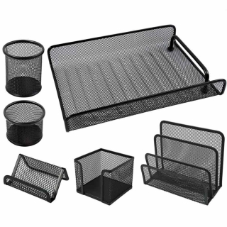 Ensemble de bureau multifonctionnel en treillis métallique 6 pièces