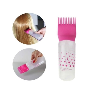 Bouteille avec Peigne en Plastique pour Teinture des Cheveux Rose