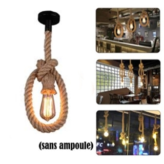 Suspension Corde en Chanvre Vintage Luminaire de Plafond