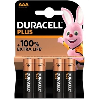 Duracell Plus Pile AAA 1.5V Alcaline Paquet de 4 Pièces