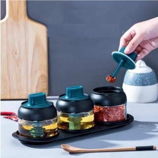 Pack de 3 boites à épices en verre de cuisine 280 ml