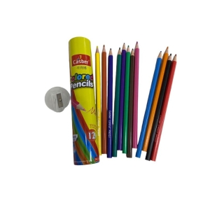 Kit de 12 crayons avec support métallique et taille-crayon