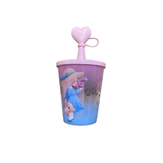 Gobelet en plastique avec Paille et couvercle pour enfant 250 ml