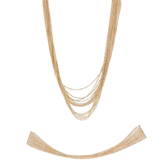Ensemble en plaqué or jaune chaîne à billes - Collier + bracelet