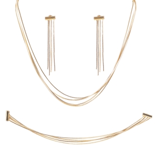 Parure de Bijoux Classique pour Femme en plaqué or - Bracelet + Collier + Boucle d'oreille