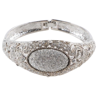Bracelet charnière en plaqué or blanc