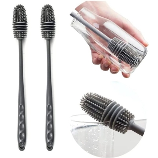 Lot De 2 Brosses De Nettoyage En Silicone Pour Bouteille