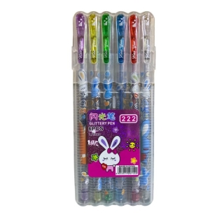 Kit de 6 Stylos Gel Brillants avec Pochette de Rangement