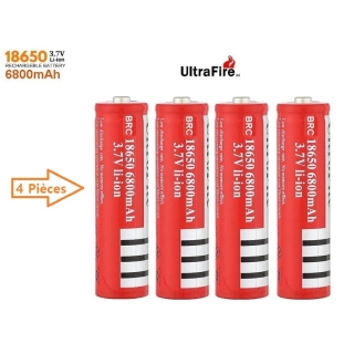 Lot de 4 Piles Rechargeables 3.7V 18650 6800mAh Ultra Fire