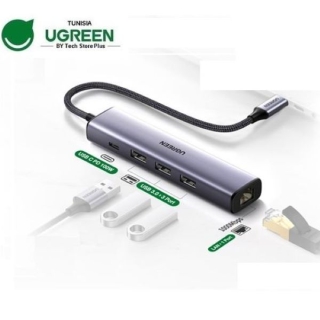 HUB USB C 5 Ports - 3 X USB 3.0 + RJ45 Gigabit + Type-C PD