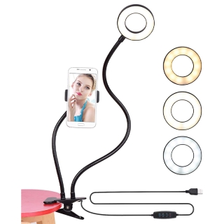 Ring light avec Pince à table avec diamètre de 16 cm et 3 modes