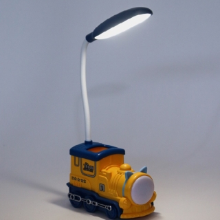 Lampe De Bureau forme train LED Rechargeable 3 En 1 Éclairage Porte-Stylo Et Support Téléphone