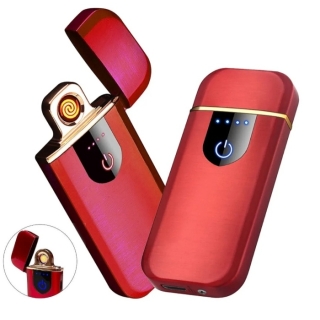 Briquet Électrique De Chargement USB - Métal - Ultra Fine - Écran Tactile - Indicateur LED - GR - Rouge