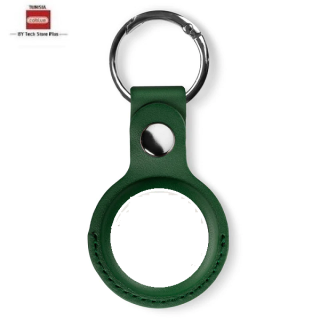 étui de transport en cuir pour Apple AirTag Finder avec porte-clés - VERT