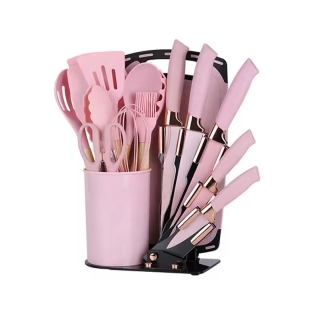 Ensemble d'outils Ustensiles de Cuisine en Silicone et Couteaux cuisine