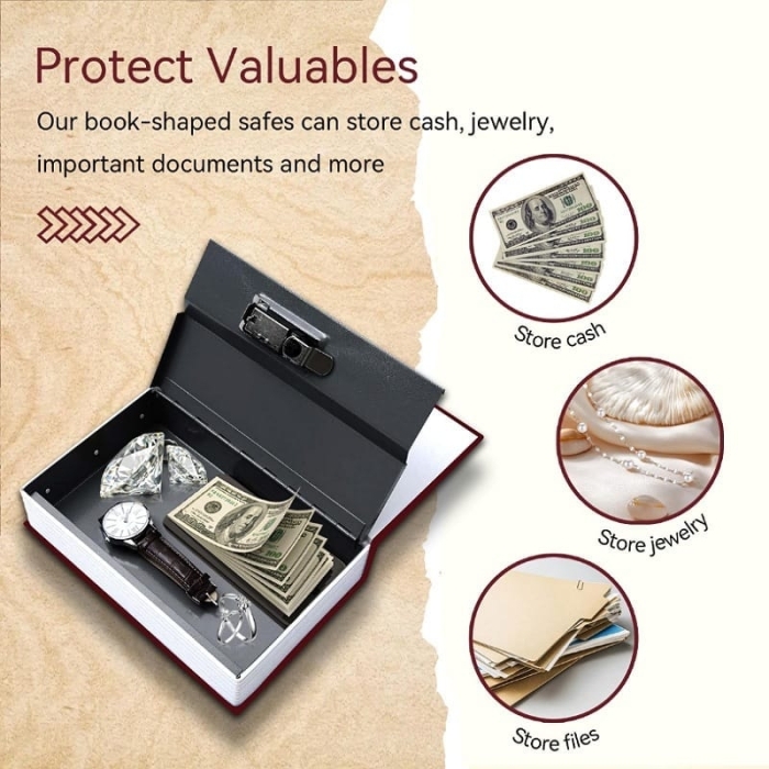 Relaxdays Coffre-Fort Déguisé En Livre – Cachette Secrète Pour Bijoux, Argent, Documents – Format Livre De Poche, Noir