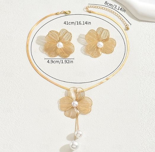 Parure de Bijoux jeu Alliage Collier Boucles d'Oreilles Femme