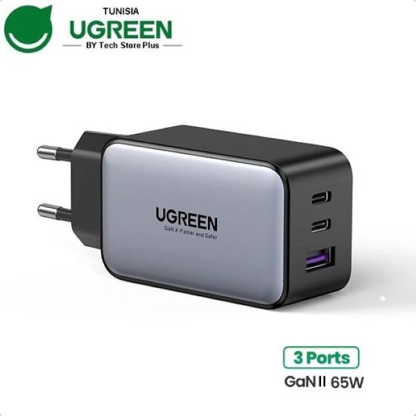 Chargeur Secteur Force Power 65W USB-C - Ultra Rapide Power Delivery - Garantie à Vie - Gris