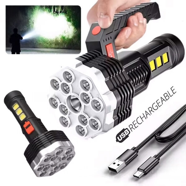Lampe Torche Rechargeable USB, 2PCS Lampe de Poche LED, 3 Modes, Anti