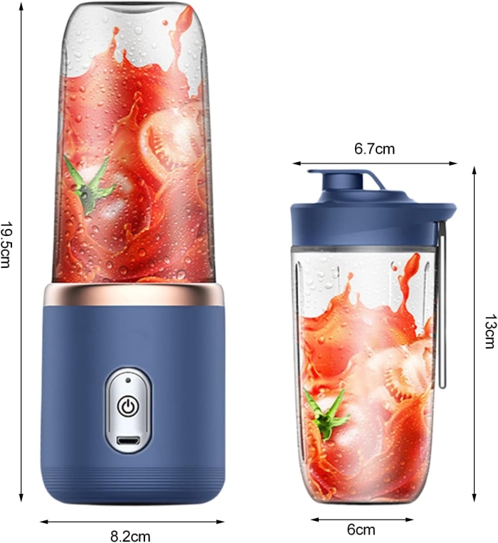 6 Mini Presse-Agrumes USB Rechargeable 400ml Mixeur Portable Électrique, pour Shakes, Jus, Smoothies Machine de Voyage Presse-Agrumes Tasse, 2