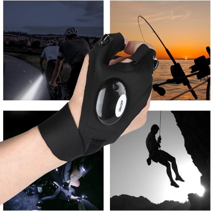 1 Pièce Gant Sans Doigts Led Lampe De Poche Étanche Torche