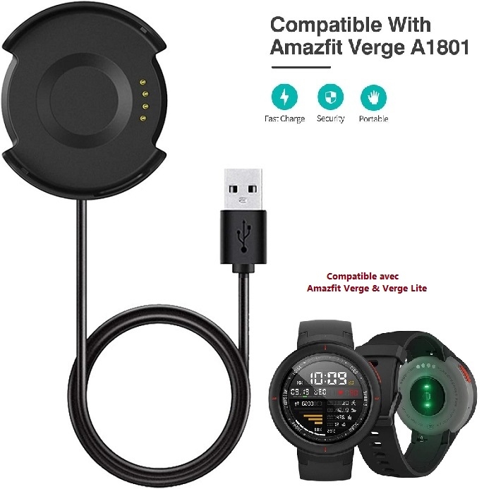 Chargeur pour Amazfit Verge A1801 A1811 Verge Lite A1818 Smart Watch