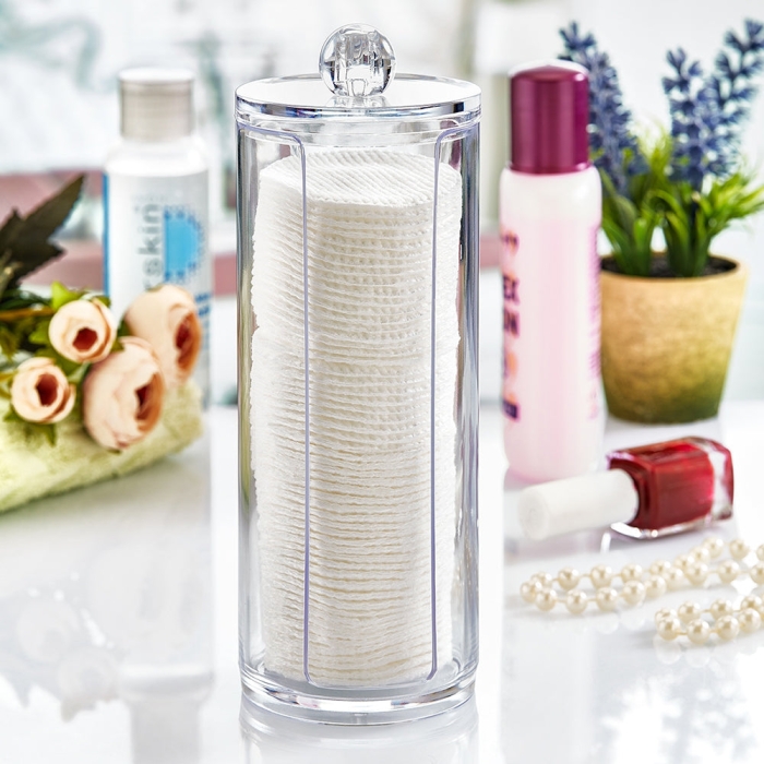 2 Boîtes De Rangement Transparentes Pour Cotons Démaquillants - Organisateur Salle De Bain Acrylique - Range Cotons-Tiges Et Accessoires