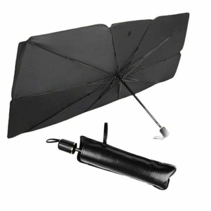 Pare-Soleil Voiture Parapluie Pliable 140x79cm - Protection UV Et Chaleur Pare-Brise Avant, Isolation Thermique Puissante