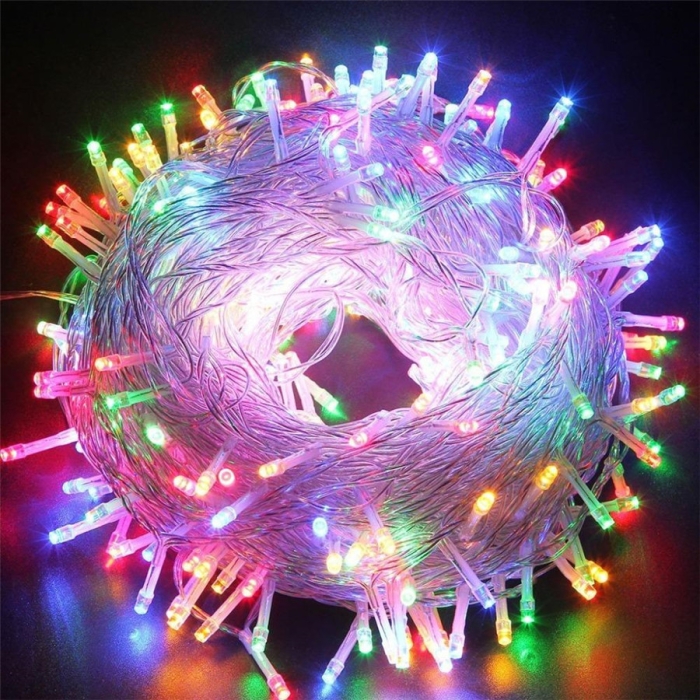 Guirlande lumineuse 200 LED avec télécommande 10m lumière blanc-chaud fonction timer 8 modes IP44 polyvalente noël fête - Maison