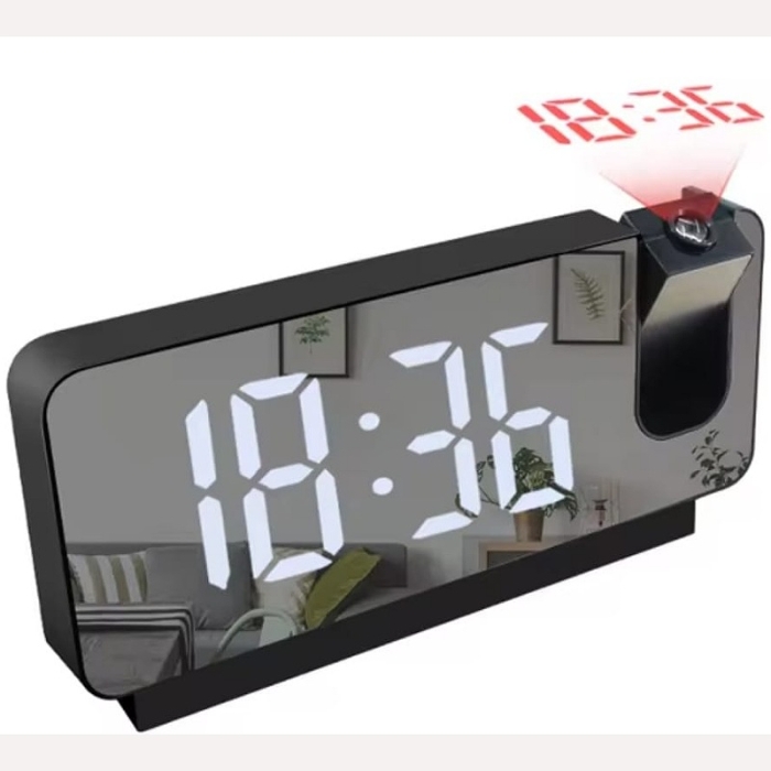 Réveil Projecteur Avec Station Météo - Projection 180° LED, Horloge Numérique Rotative