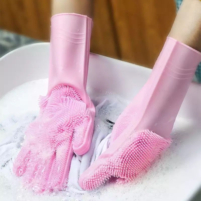 Lot De 3 Paires De Gants De Vaisselle En Silicone – Antidérapants, Avec Brosse Intégrée – Résistants à La Chaleur (jusqu'à 210°C)
