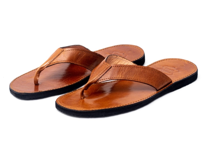 NEXT EDGE Claquette En Cuir Pour Homme Marron