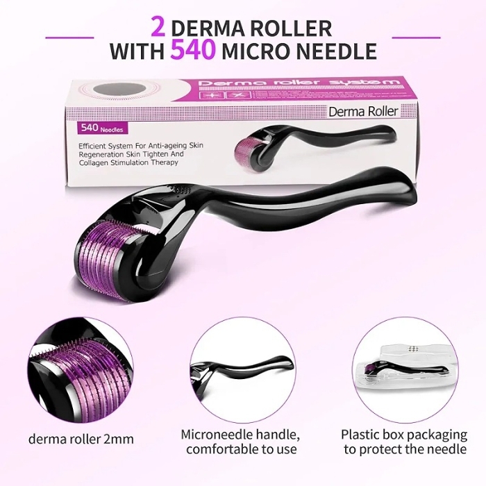 Derma Roller 1mm - Rouleau Microneedling Visage - 540 Micro-aiguilles - Marque Zemolo - Neuf