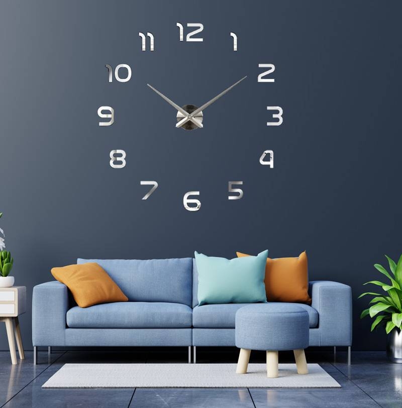 Slide  #1 Horloge murale 3D autocollant avec chiffres normaux 120 cm