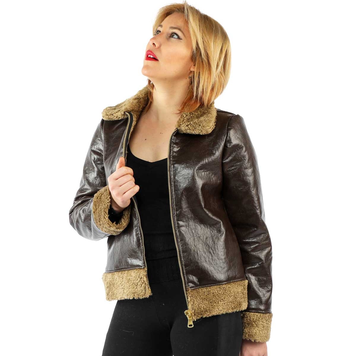 Slide  #1 Veste femme semi cuir- Salima fashion