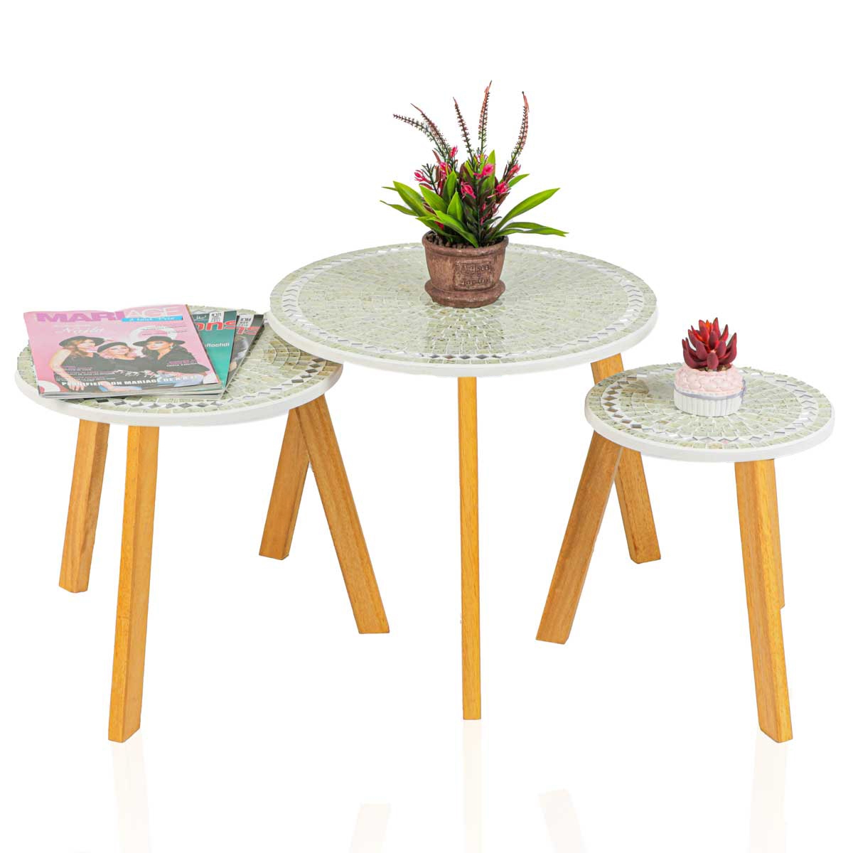 Slide  #1 Série de 3 Tables Basse Mosaïque