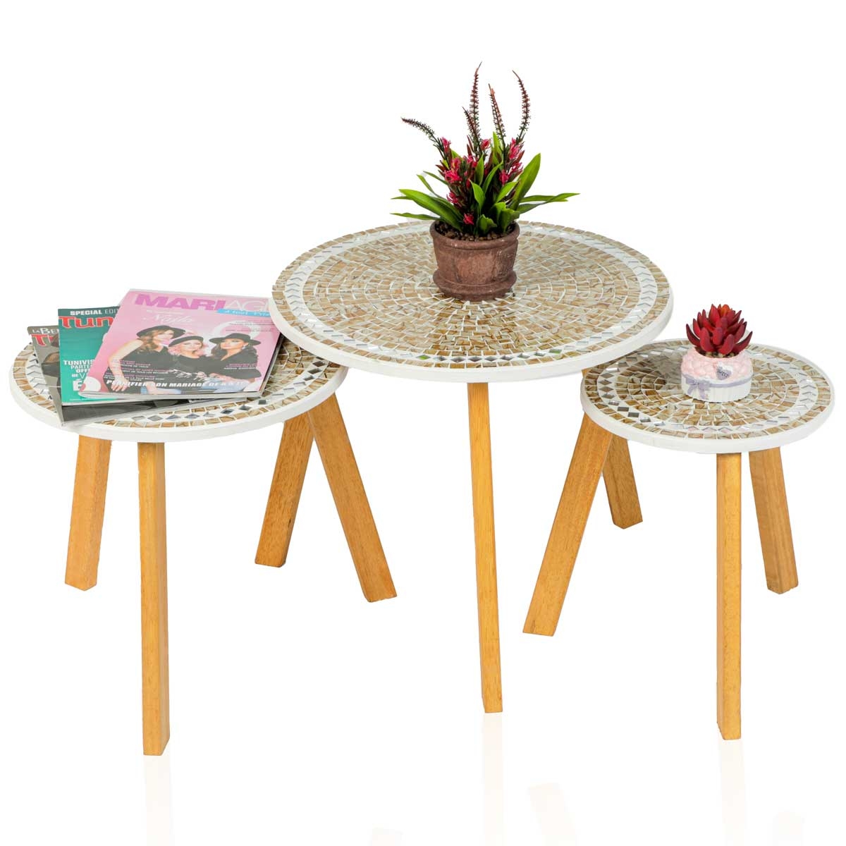 Slide  #2 Série de 3 Tables Basse Mosaïque