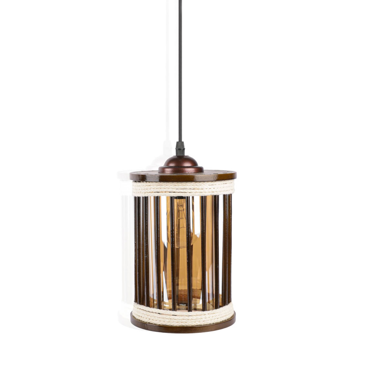 Lustre en bois forme cage circulaire image 0